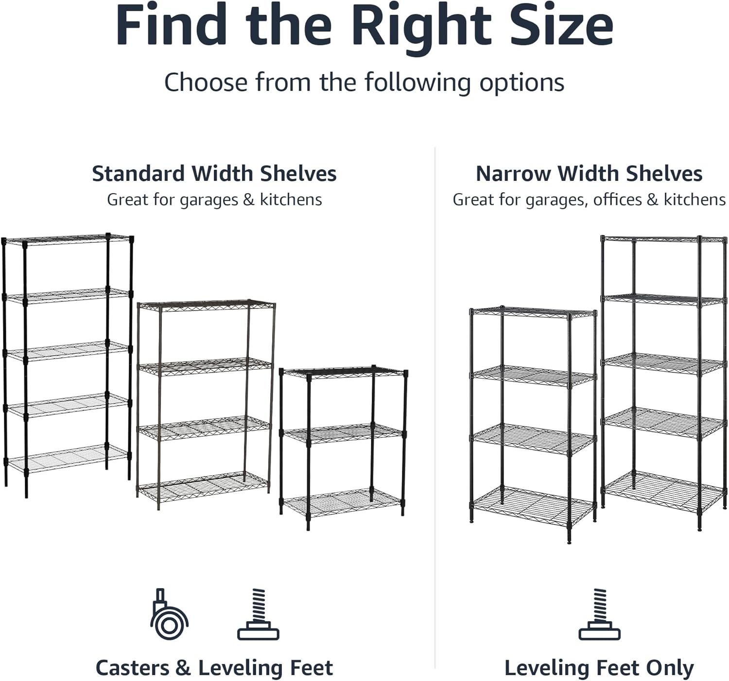 Amazon Basics 3-Shelf Adjustable Heavy Duty Steel Wire Rack Storage Shelving Organizer for Kitchen