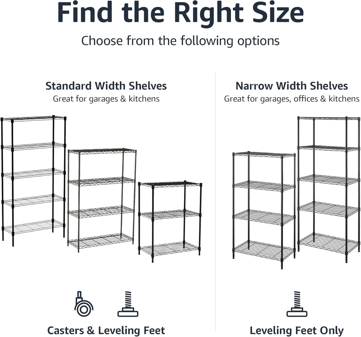 Amazon Basics 4-Shelf Adjustable Heavy Duty Steel Wire Rack Storage Shelving Organizer for Kitchen