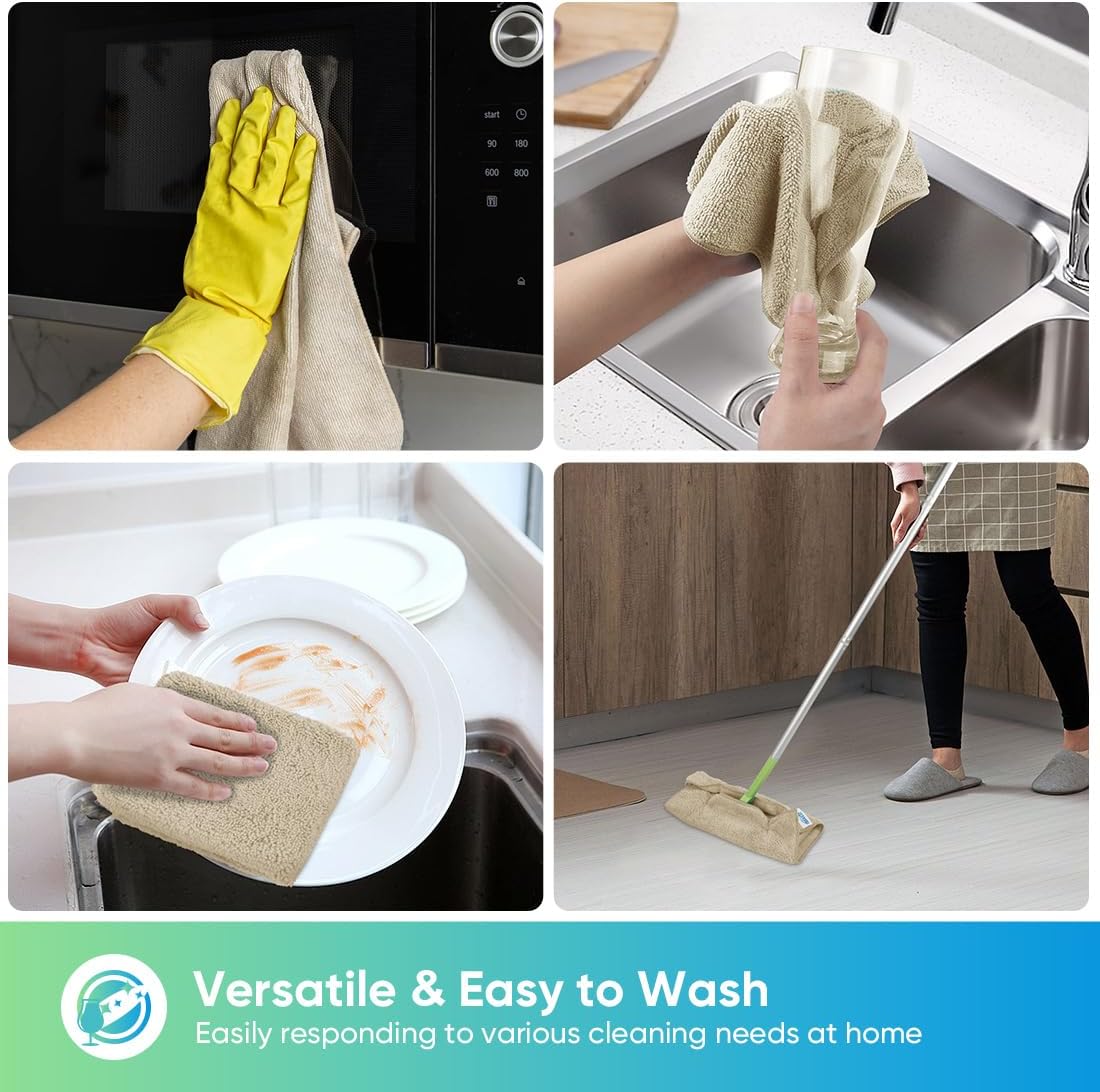 HOMEXCEL Brown Microfiber Cleaning Cloth, 12 Pack Premium Microfiber Towels for Cars, Lint Free