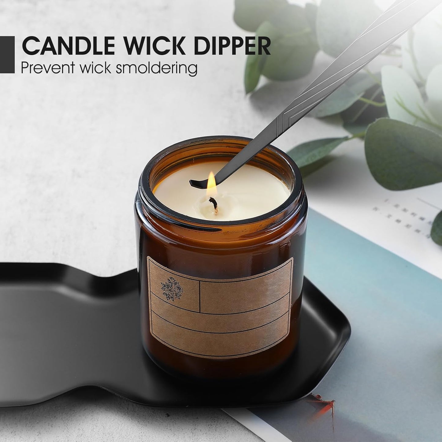 PATOISE 4 in 1 Candle Accessory Set, Wick Trimmer, Candle Snuffer, Wick Scoop,Storage Tray,Perfect