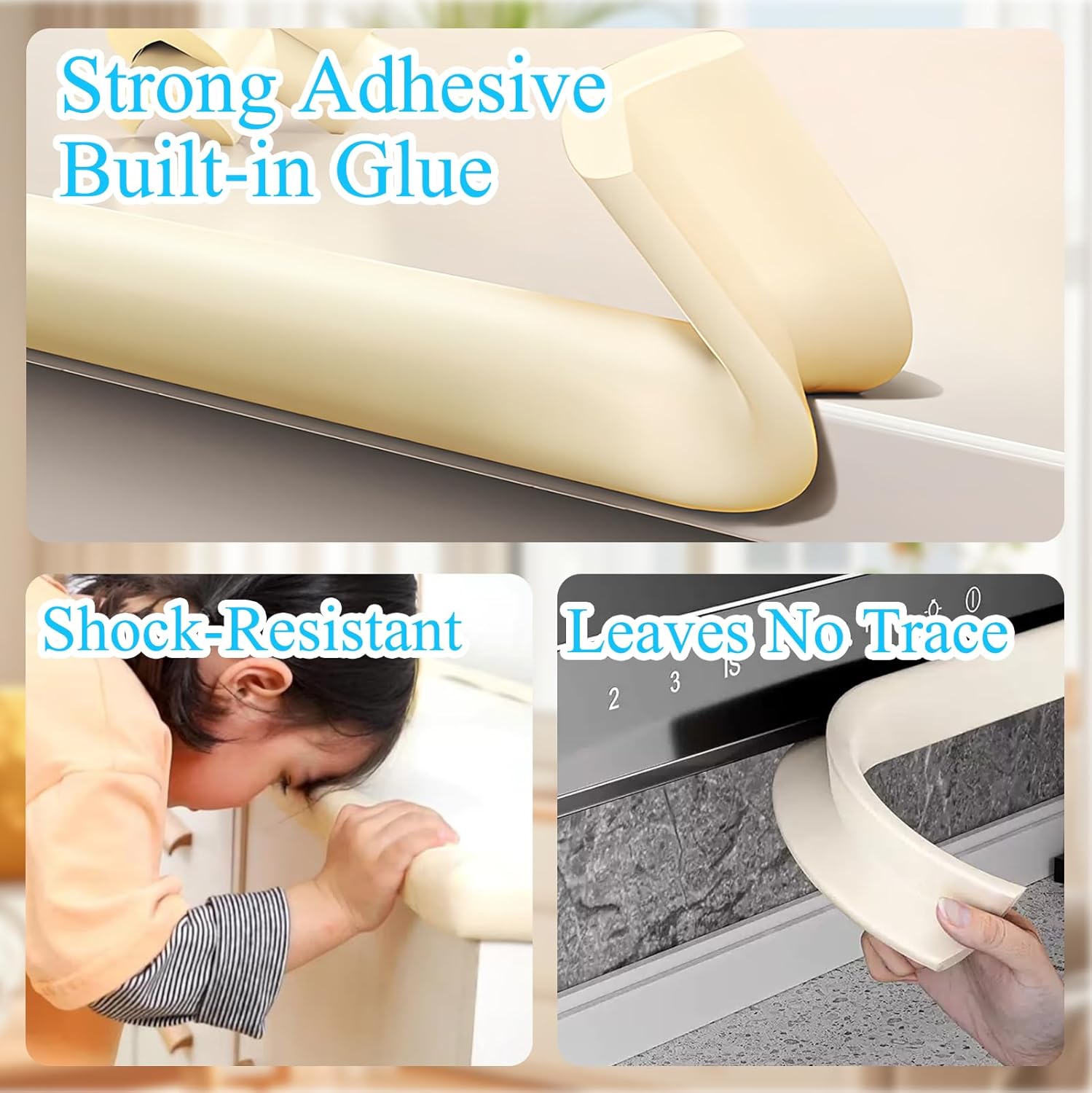 Baby Proofing Edge Corner Protector,1Roll L-Shape Soft Cabinet Door Bumper Corner Strip,8 Furniture