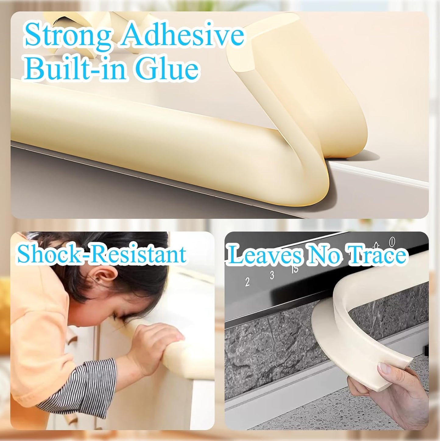Baby Proofing Edge Corner Protector,1Roll L-Shape Soft Cabinet Door Bumper Corner Strip,4 Furniture