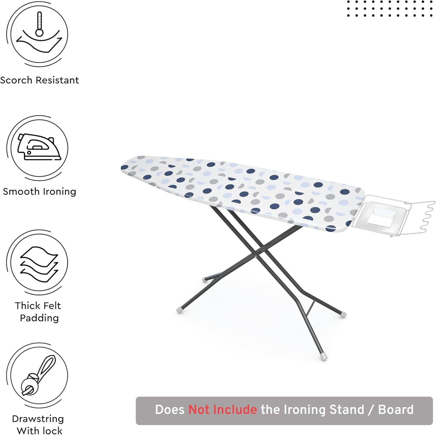 Encasa XO Ironing Board Cover and Pad 54"x15" - Thick 3mm Felt Padding, Drawstring Tightening &