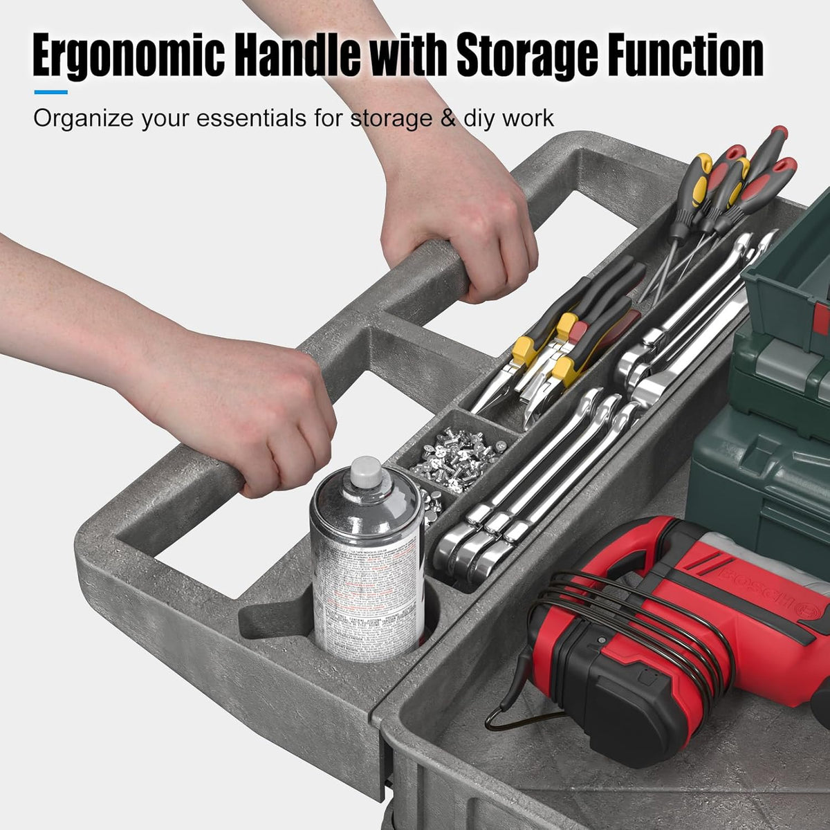 Heavy-Duty Utility Cart Tool Cart, Extra Large Rolling Carts with Storage Handle, Work Cart Service