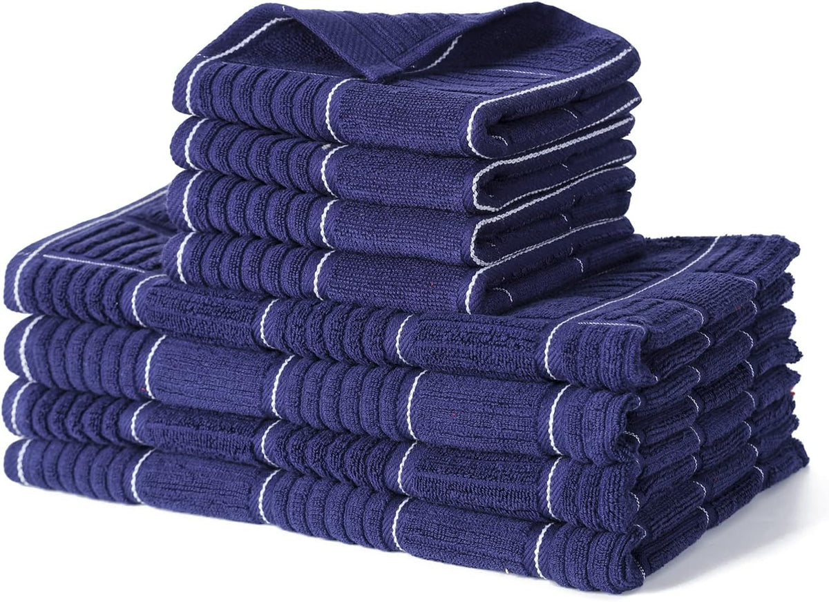 Glynniss Kitchen Towels and Dishcloths Set, Four Dish Towels 16x26 Inches, Four Absorbent Dish