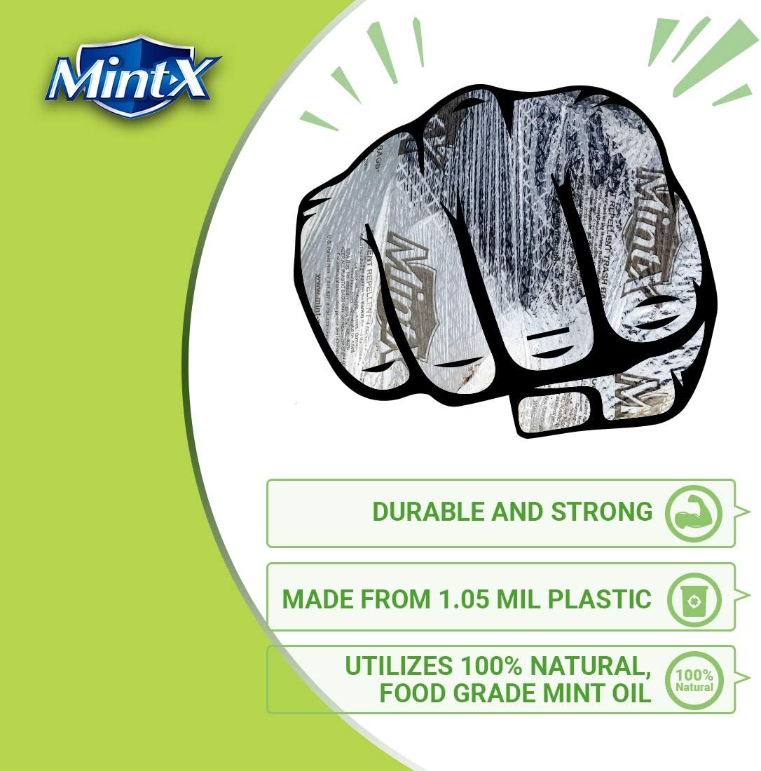 Mint-X Rodent Repellent Outdoor Home and Industrial Trash Bags with Drawstring & Mint-Flex