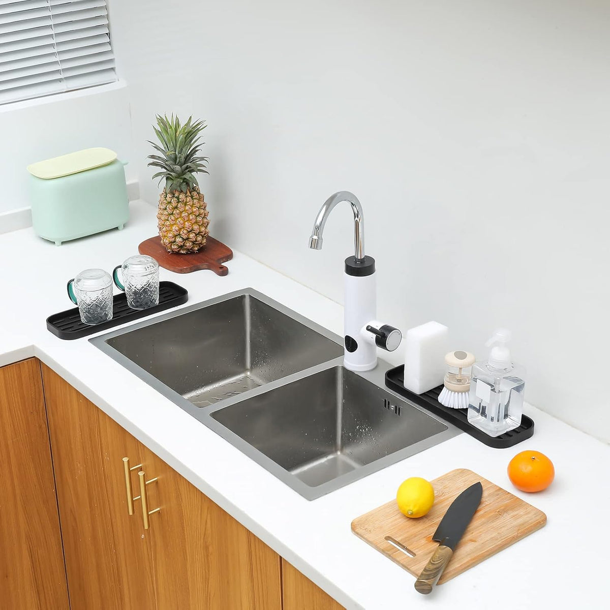 Silicone Kitchen Sink Organizer Tray for Multiple Usage,Eco-Friendly Sponges Holder for Kitchen