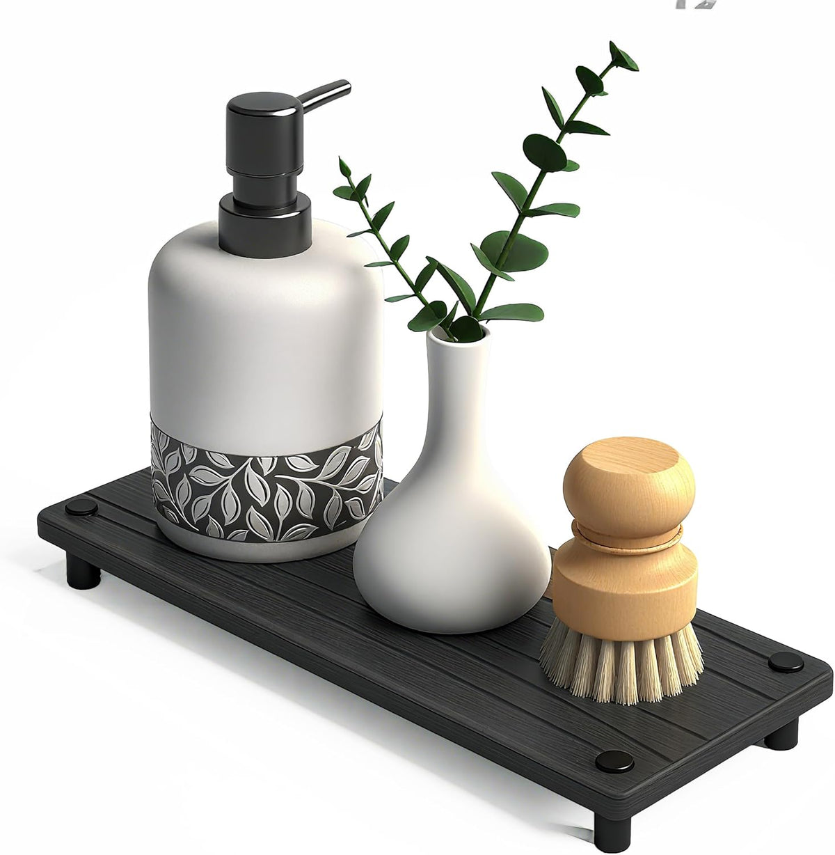 Quick Dry Sink Caddy Kitchen Sink Organizer, Water Absorbing Stone Tray for Sink, Stone Drying