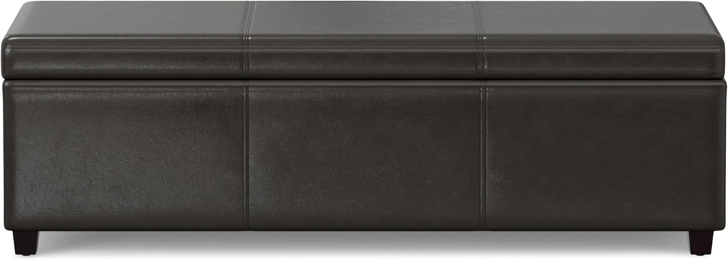SIMPLIHOME Avalon 54 inch Wide Contemporary Rectangle Extra Large Storage Ottoman Bench in Tanners