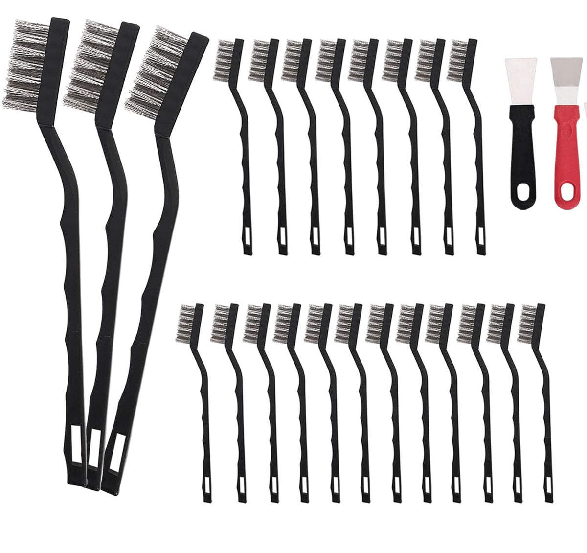 20 Pcs Mini Wire Brush Stainless Steel Brush Set, Curved Handle Masonry Brush Wire Brush for