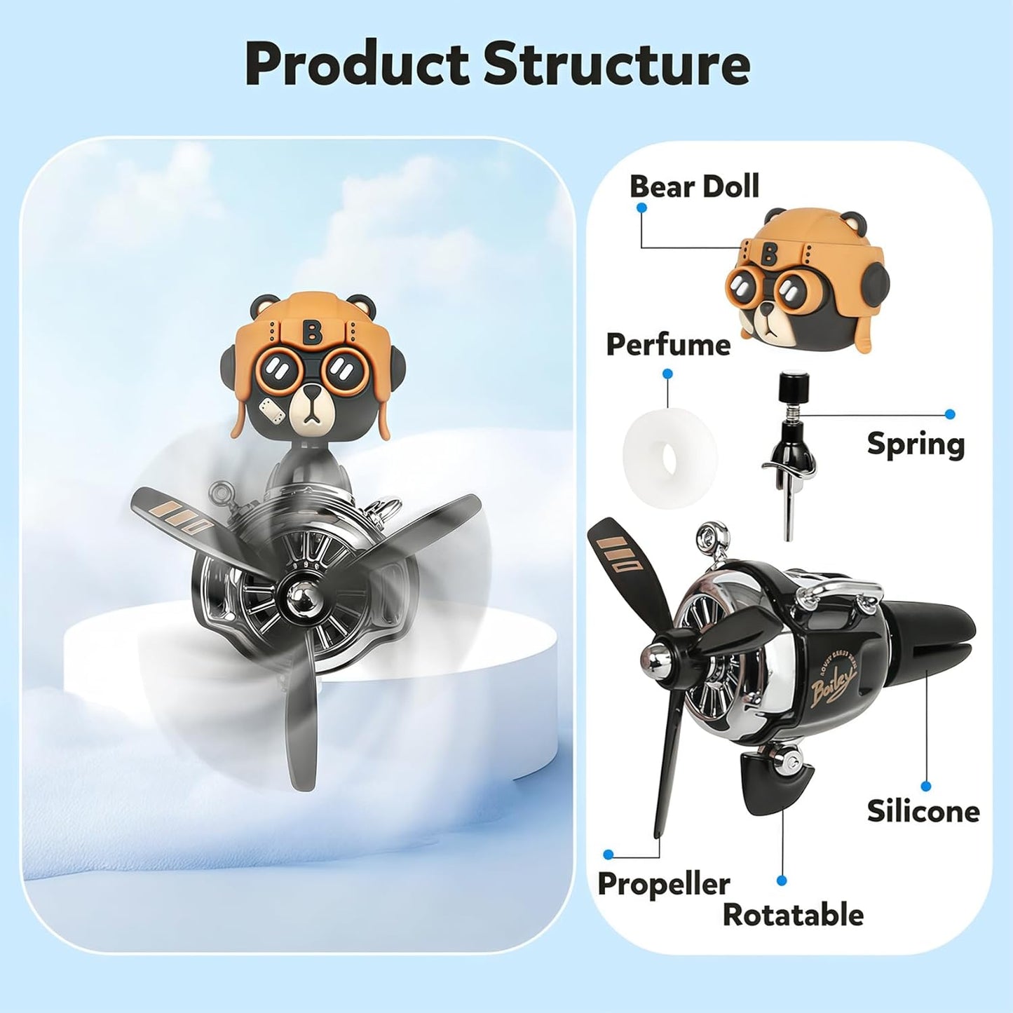Bear Pilot Car Fresheners Vent Clip Cute Teddy New Car Scent Automotive Air Fresheners Cartoon Air