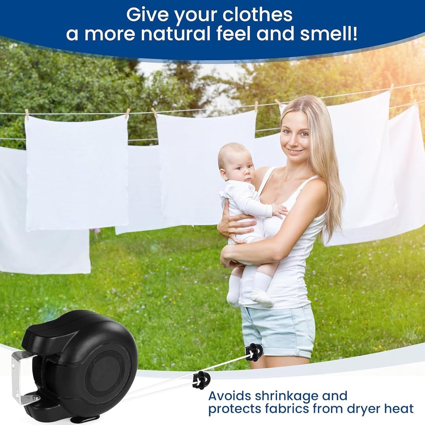 Retractable Double Clothesline – 49 ft x 2 Heavy Duty Clothes Line for Indoor & Outdoor Use, Dual