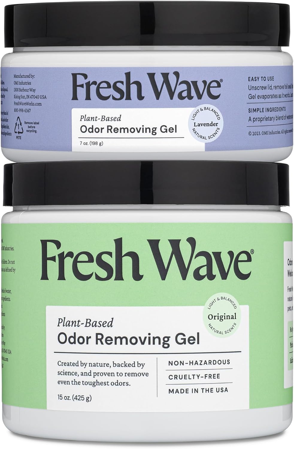 Fresh Wave Odor Removing Gel, Original 15 oz. & Lavender 7 oz.| Safer Odor Absorbers for Home |