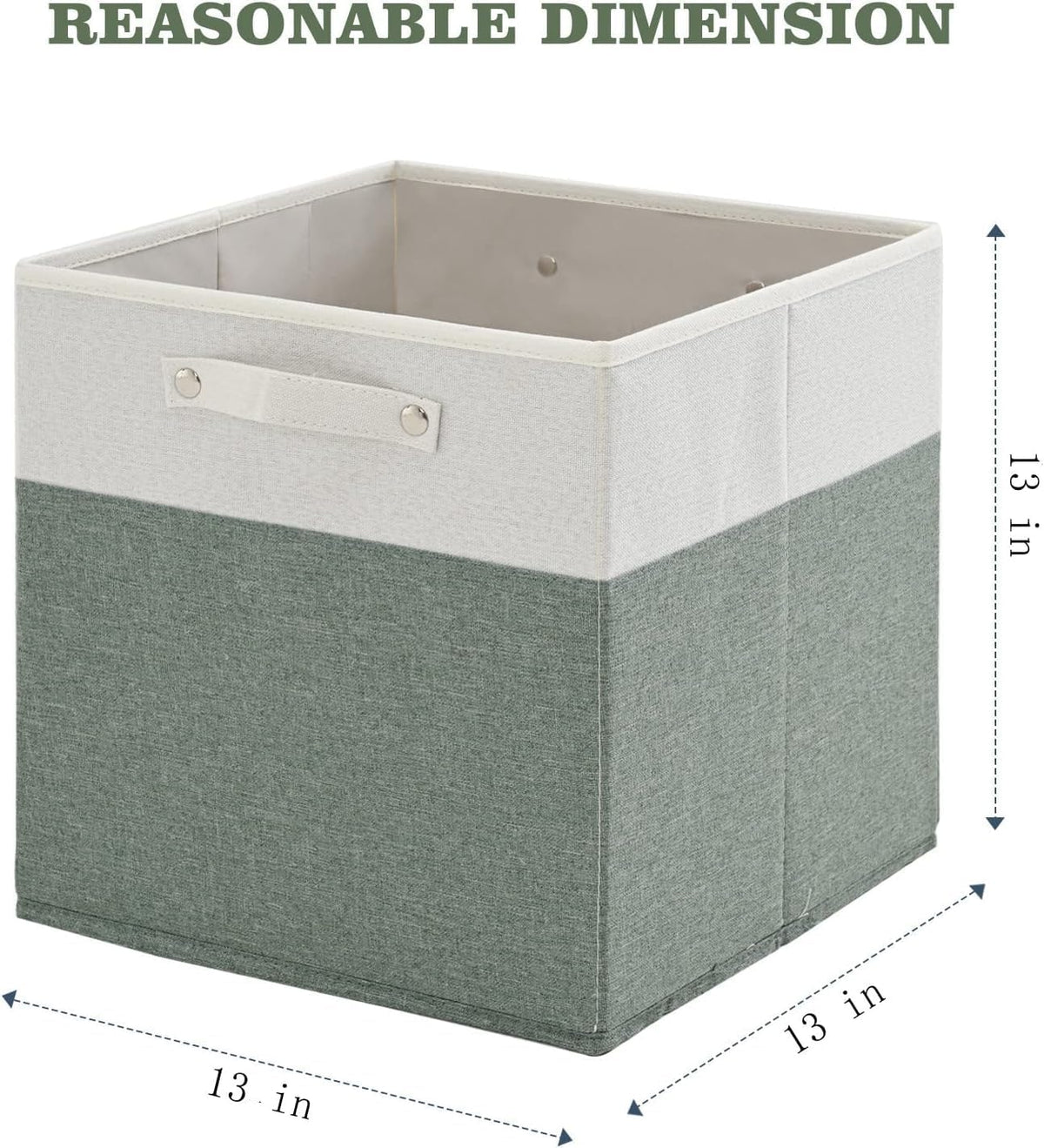 13 x 13 Inch Fine Linen Storage Bins with Handles，Fabric Cube Boxs，Collapsible Basket Organizers