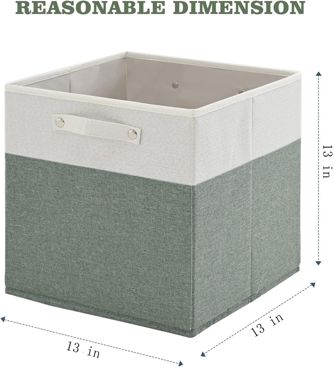 13 x 13 Inch Fine Linen Storage Bins with Handles，Fabric Cube Boxs，Collapsible Basket Organizers