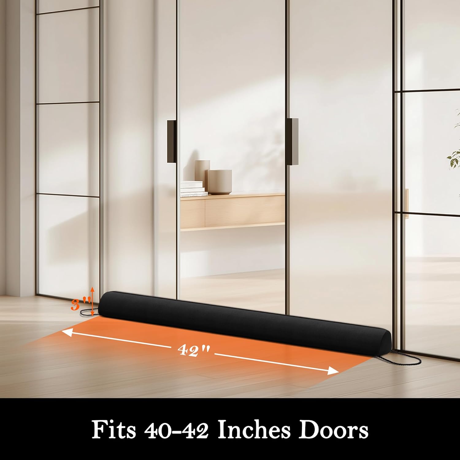 Sunolga 42" Door Draft Stopper Blocks Hot and Cold Air with Removable Washable Cover for Gaps Up to