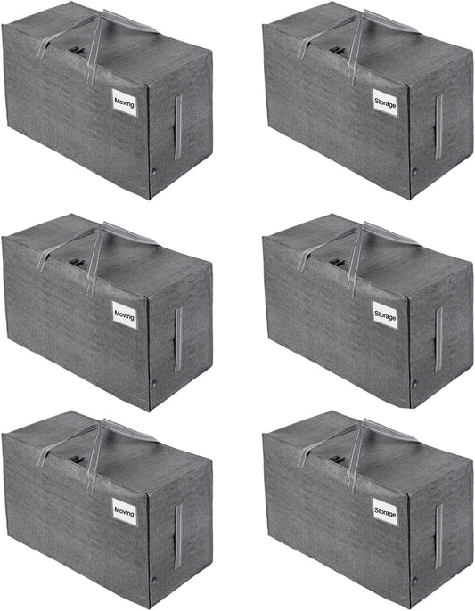 VENO 6 Pack Moving and Storage Bags, Heavy Duty, Alternative to Moving Boxes, Large Packing Totes