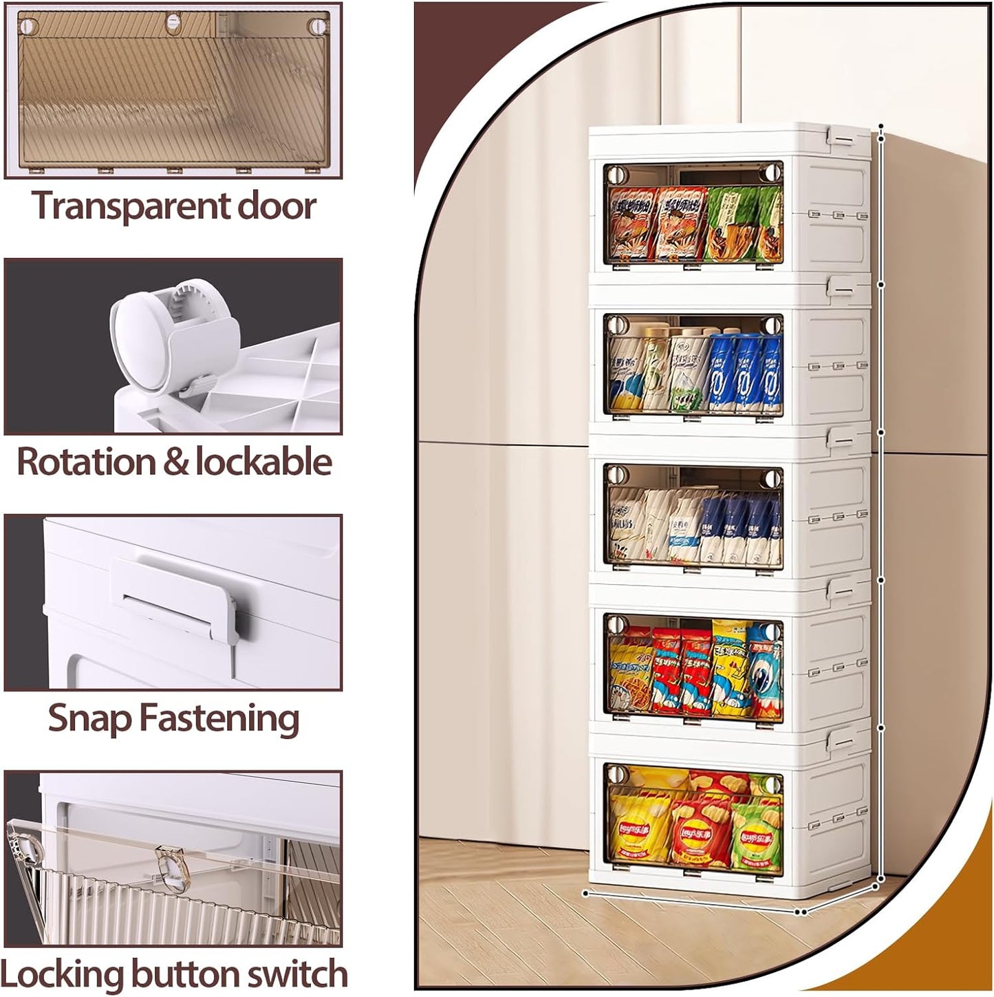 QudraKast 5-Tier Stackable Plastic Storage Bins - 23QT Stackable Storage Bins - Closet Organization