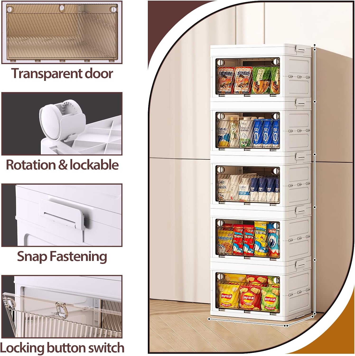 QudraKast 5-Tier Stackable Plastic Storage Bins - 23QT Stackable Storage Bins - Closet Organization