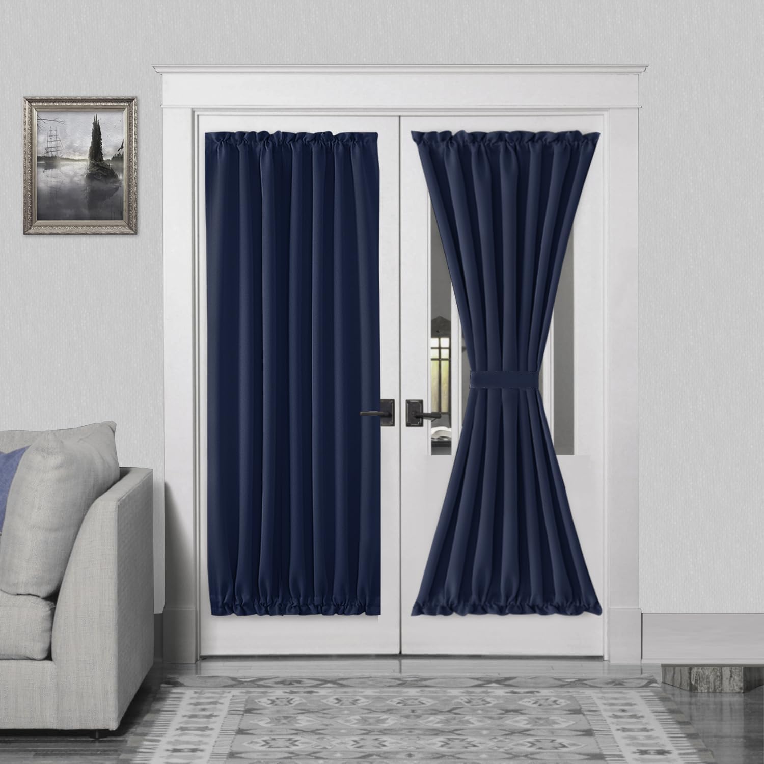 DWCN French Door Curtains – Rod Pocket Thermal Blackout Curtain for Doors with Glass Window