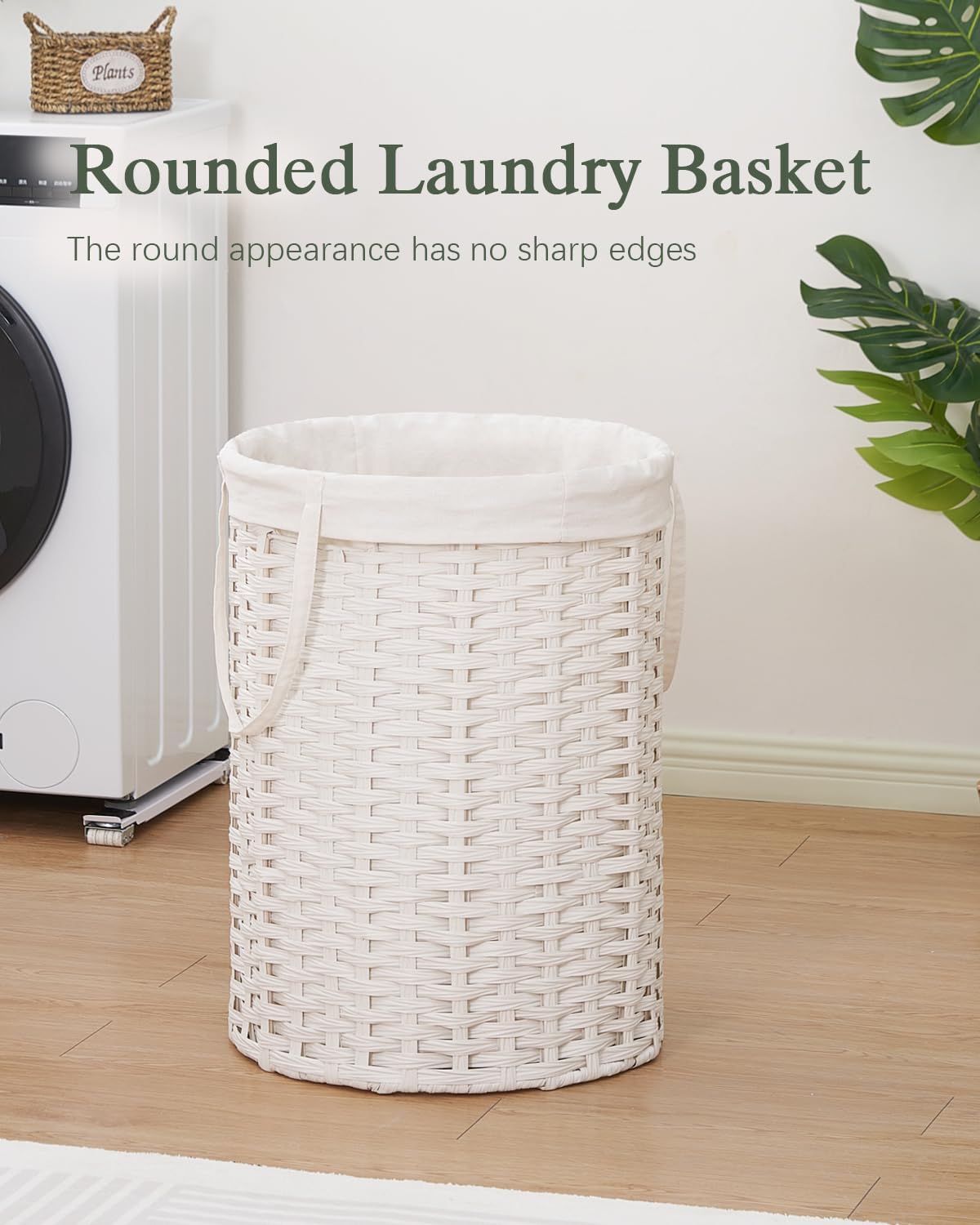Laundry Basket Round Rattan Laundry Hamper 29.1 Gal (110 L) Handwoven Large Wicker Basket with