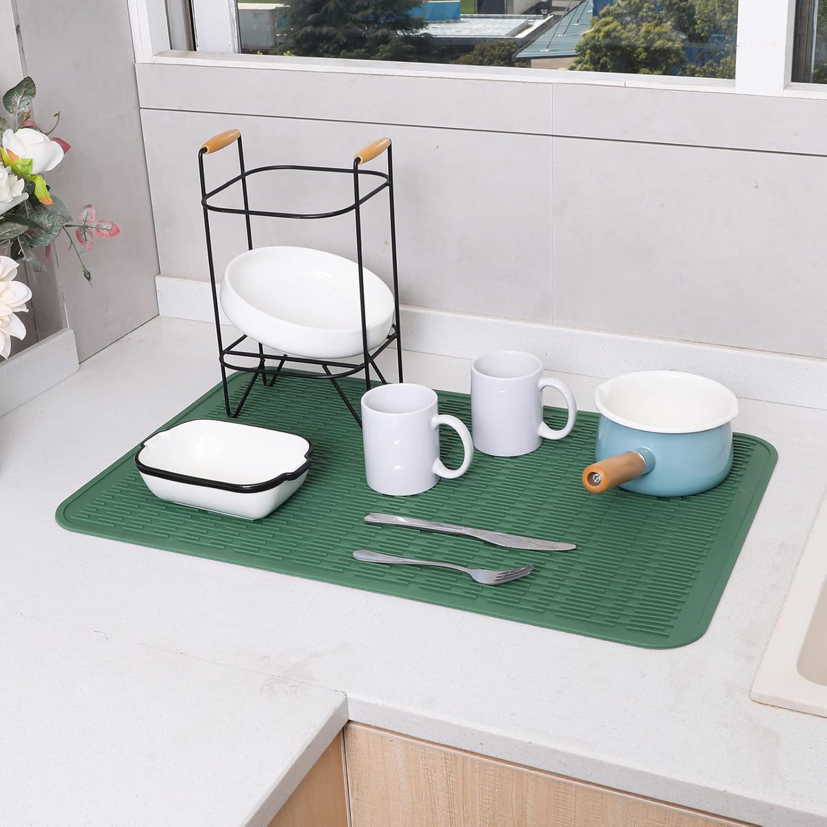 Silicone Dish Drying Mat for Multiple Usage,Easy clean,Eco-friendly,Heat-resistant Silicone Mat for