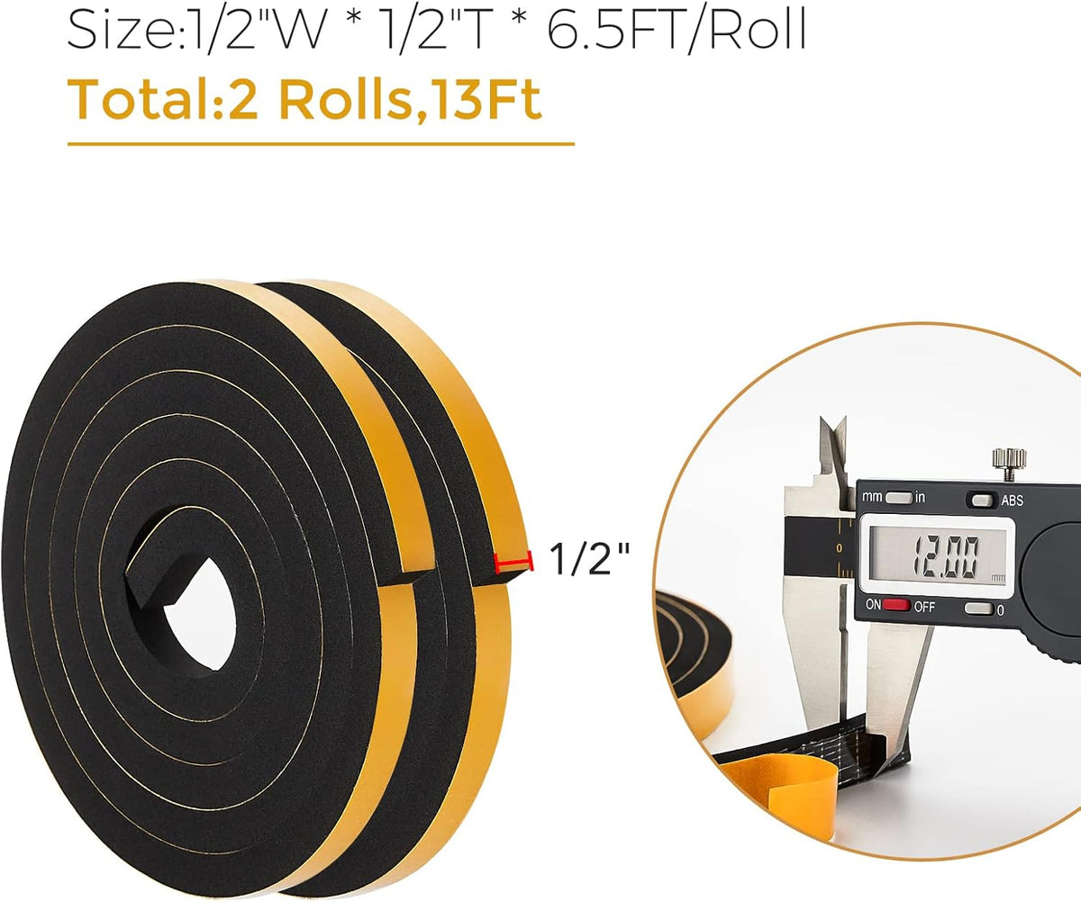 13 Feet Weather Stripping Door Seal - 1/2" Wide x 1/2" Thick Door Bottom Seal Strip High Density