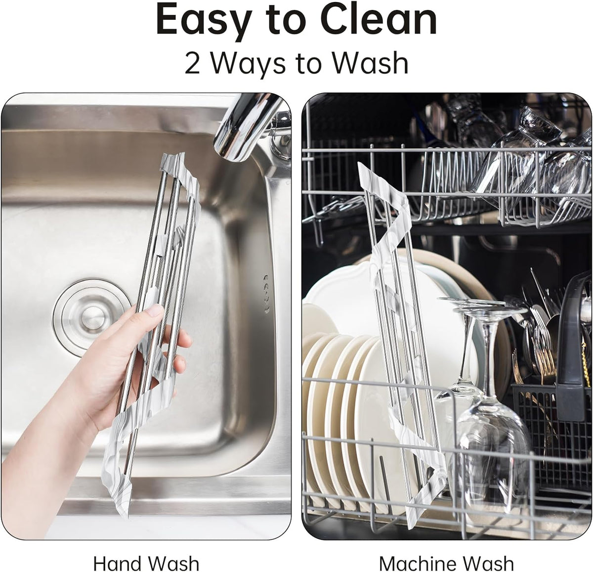Tomorotec Marble Triangle Roll-Up Dish Drying Rack for Sink Corner - Small, Foldable, Stainless