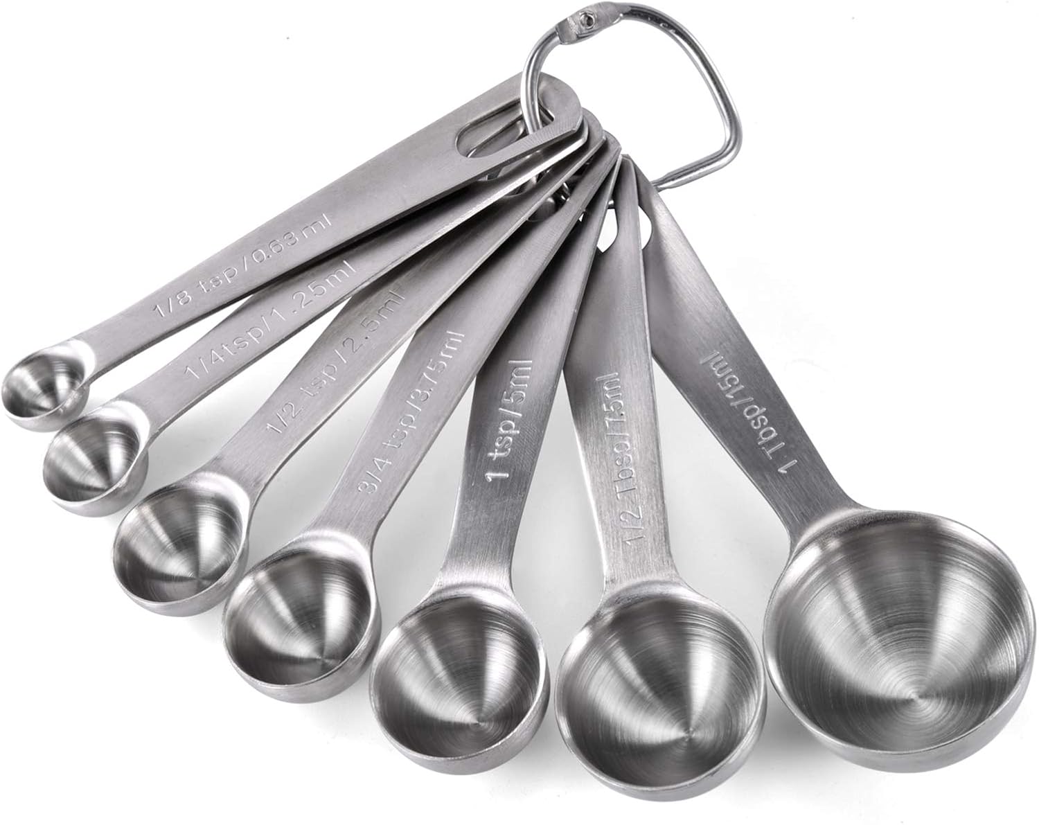 U-Taste 18/8 Stainless Steel Measuring Spoons Set: 7 Piece - 1/8, 1/4, 1/2, 3/4 tsp, 1 tsp, 1/2 & 1