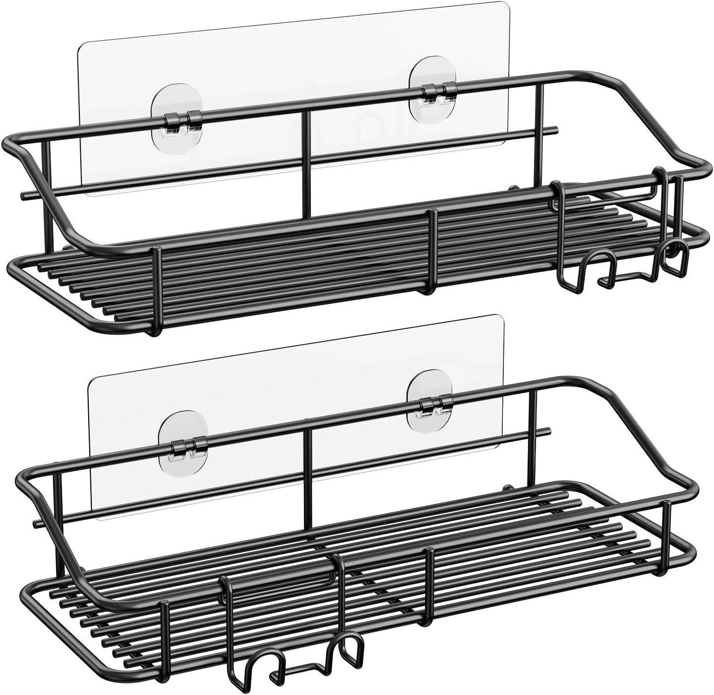 Nieifi Shower Caddy Shelf with Hooks Storage Rack Organizer Adhesive Stainless Steel Without
