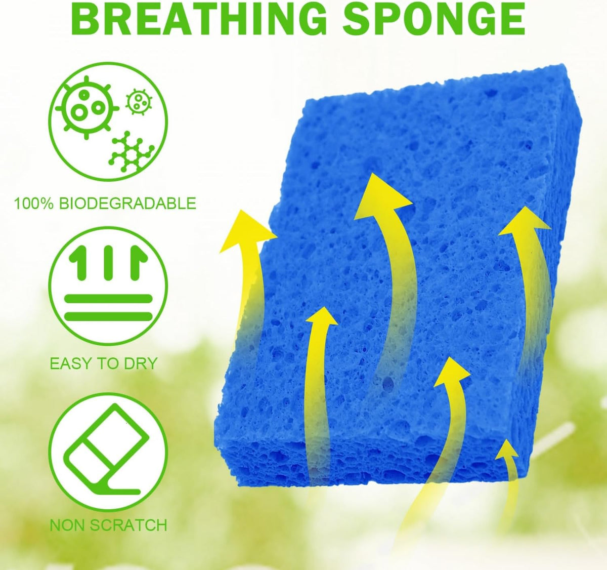 YoleShy Sponge Kitchen Natural Cellulose Sponges 10 Pack Compressed Sponges for Cleaning Reusable