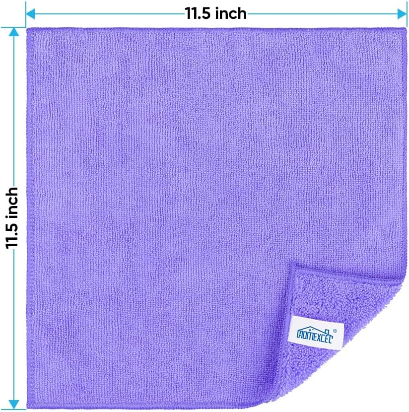 HOMEXCEL Purple Microfiber Cleaning Cloth, 12 Pack Premium Microfiber Towels for Cars, Lint Free