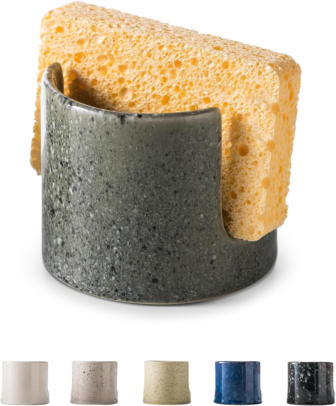 Kitchen Sponge Holder, Ceramic Dish Sponge Holder Scrubby Daddy Farmhouse Dish Rack Brush Holder