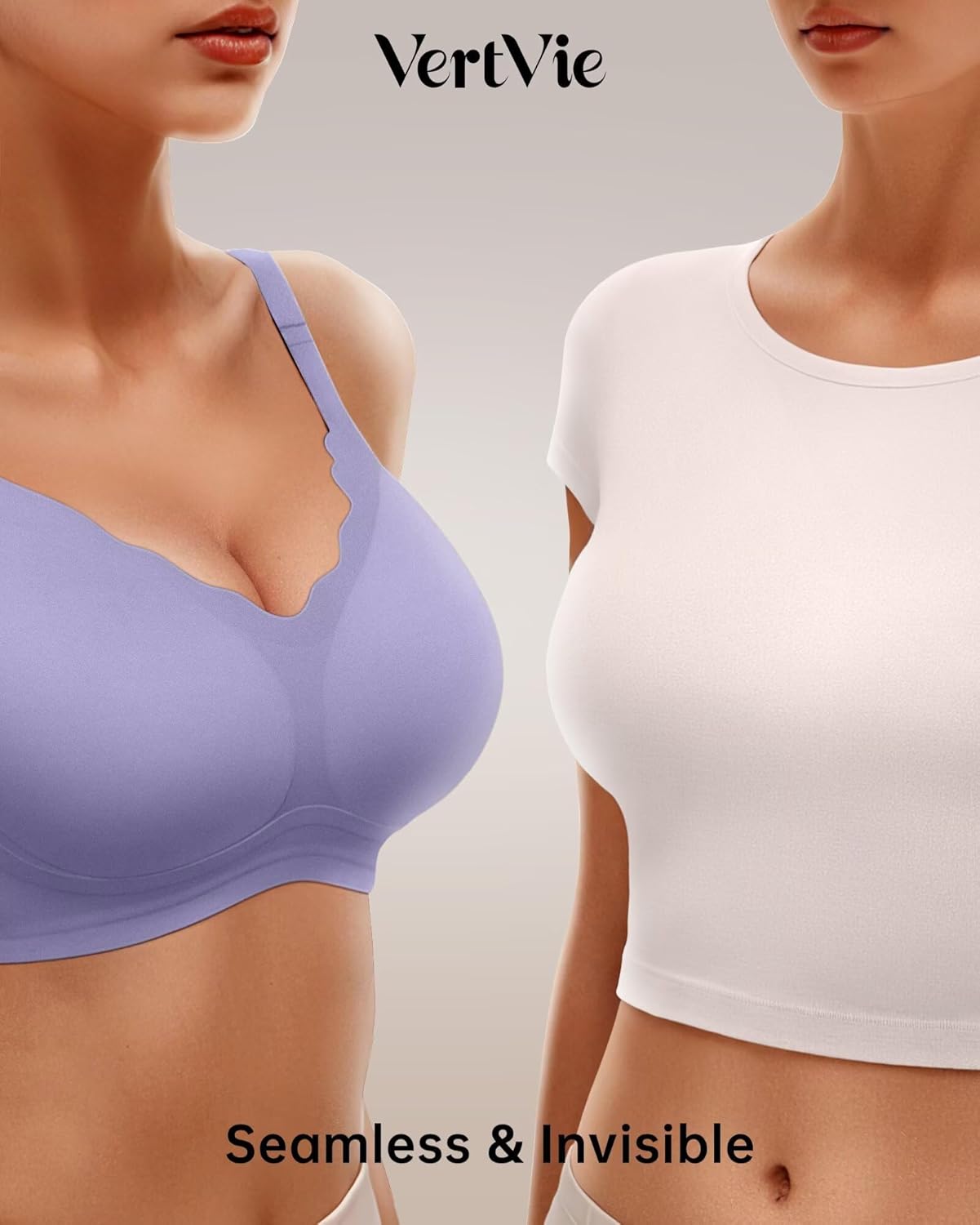 Vertvie Womens Seamless Bras No Underwire Supportive Wireless Push Up Full Coverage Bralette