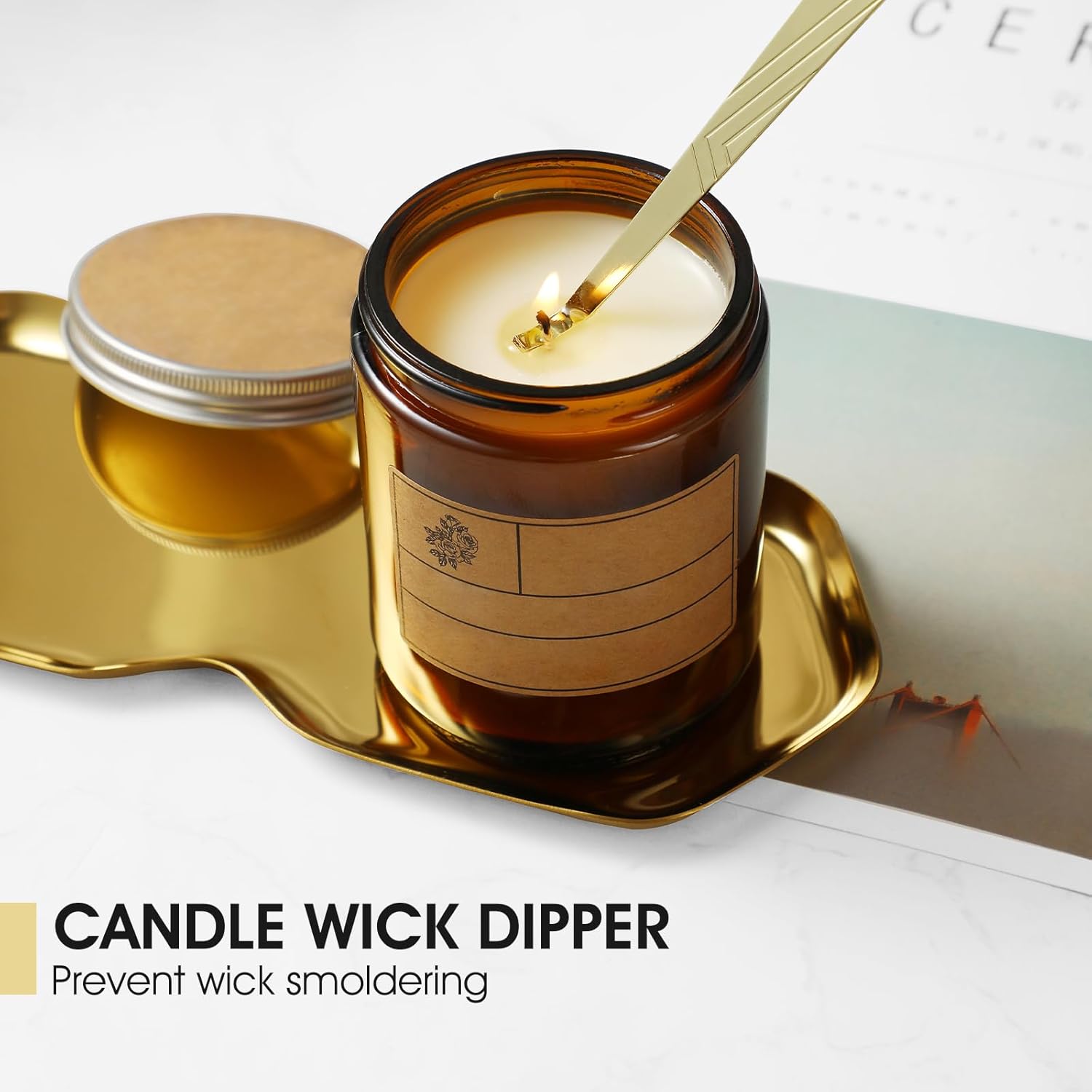 3-in-1 Candle Accessory Set, Wick Trimmer, Candle Snuffer, Wick Spoon, Stainless Steel Material