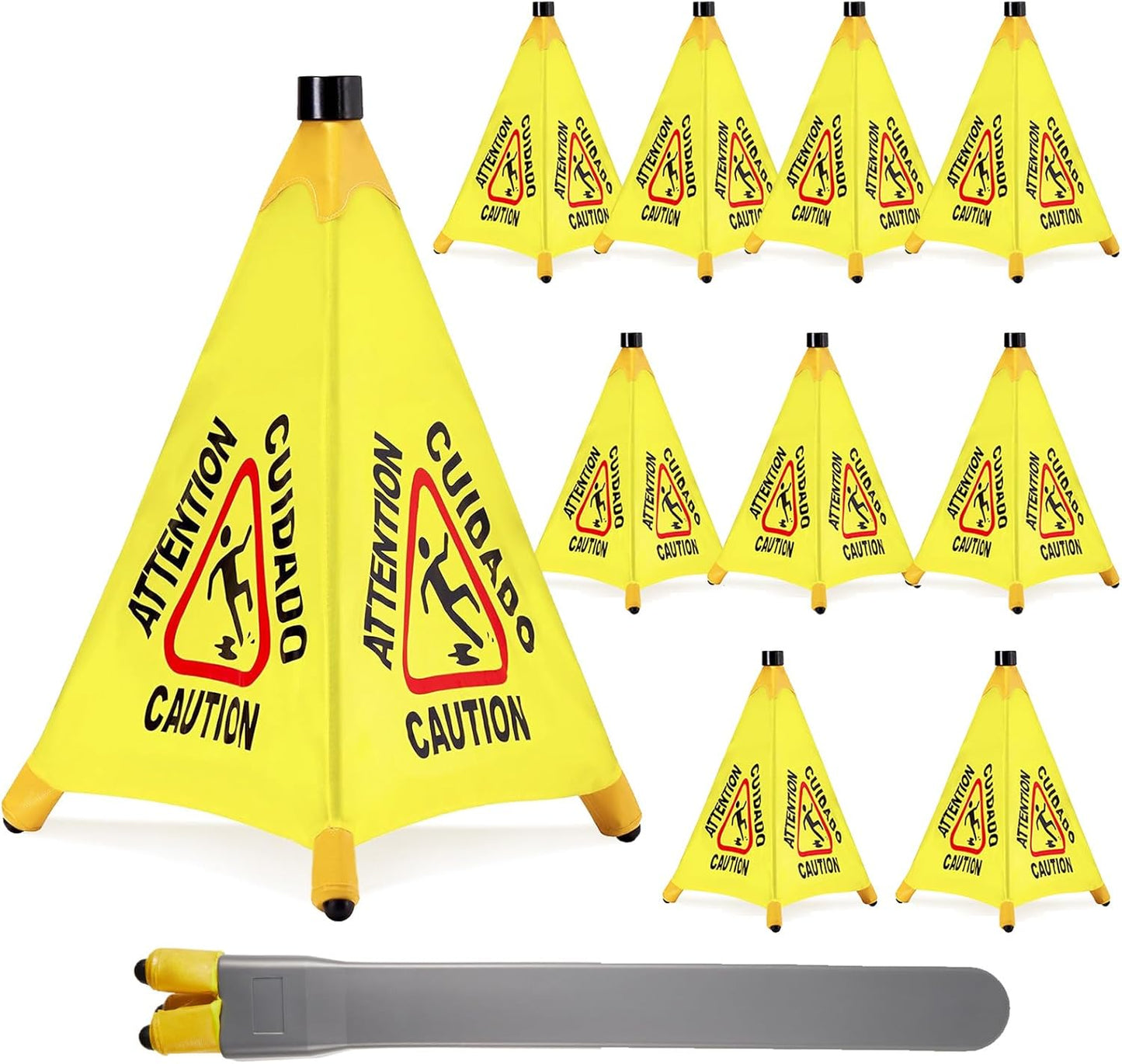 10 Pcs Pop up Wet Floor Sign with Storage Tube 20 Inch Wet Safety Signs Commercial Caution Safety