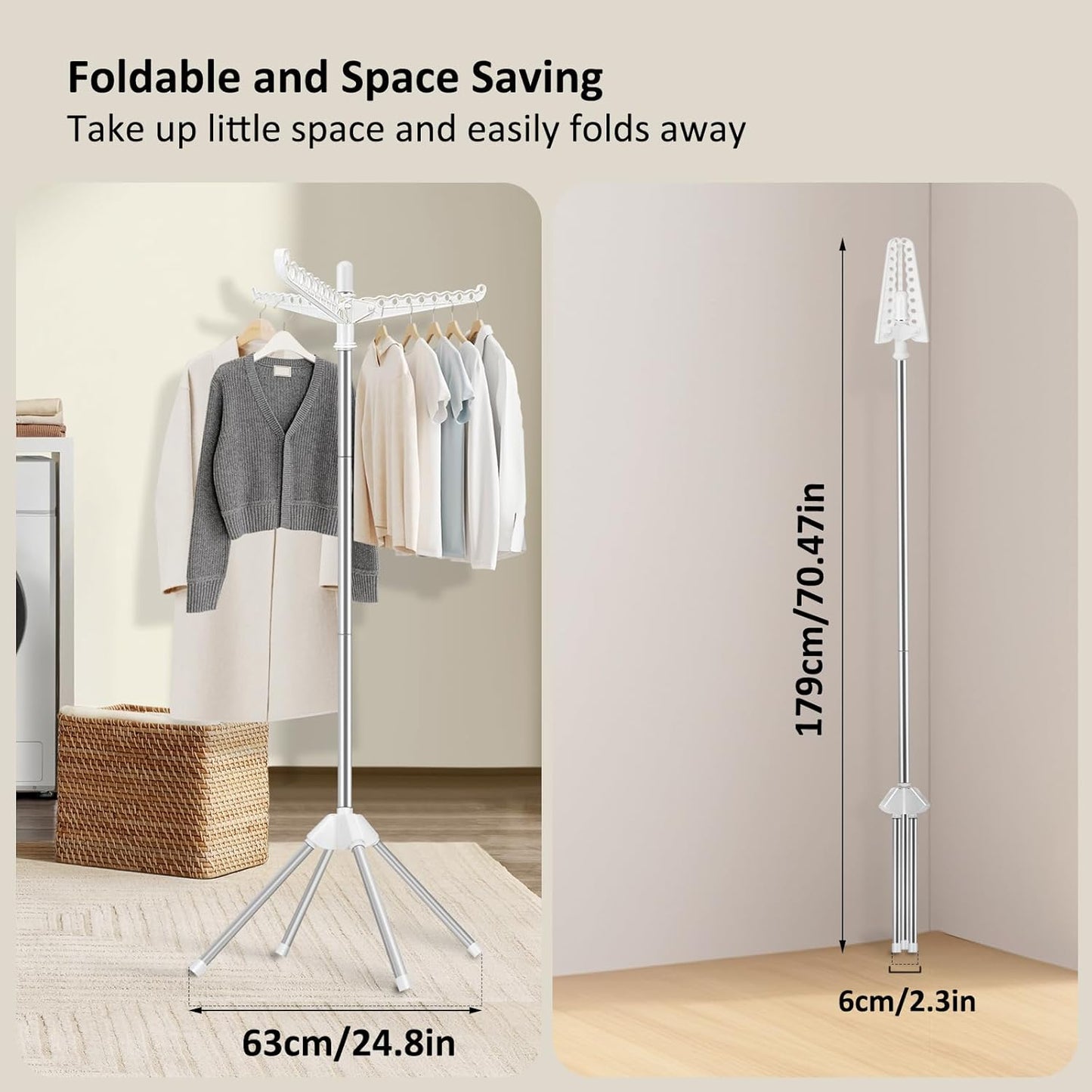 SUYU Clothes Drying Rack, Foldable Drying Rack Clothing, Laundry Drying Rack, 59-Inch Indoor