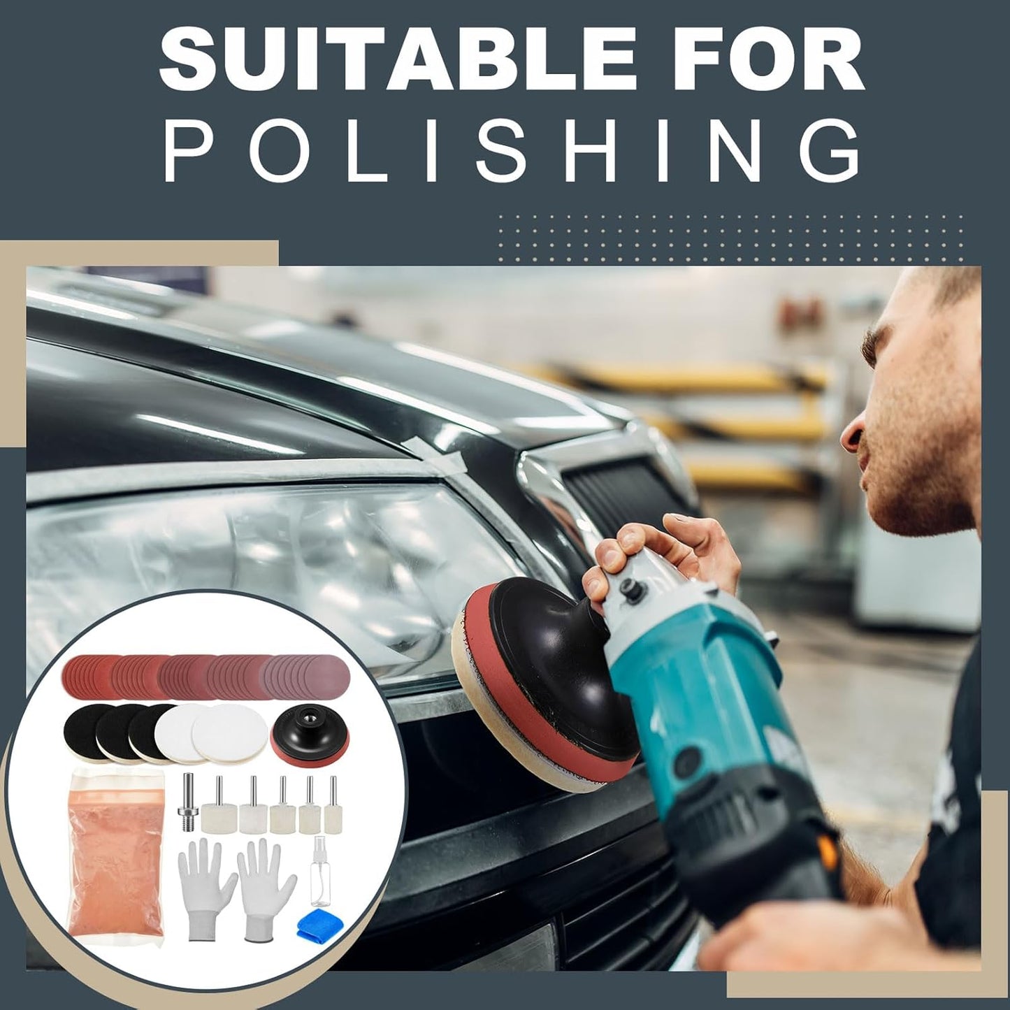 55 Pcs Glass Polishing Kit Windshield Scratch Repair Kit Car Windscreen Glass Scratch Remover 120g