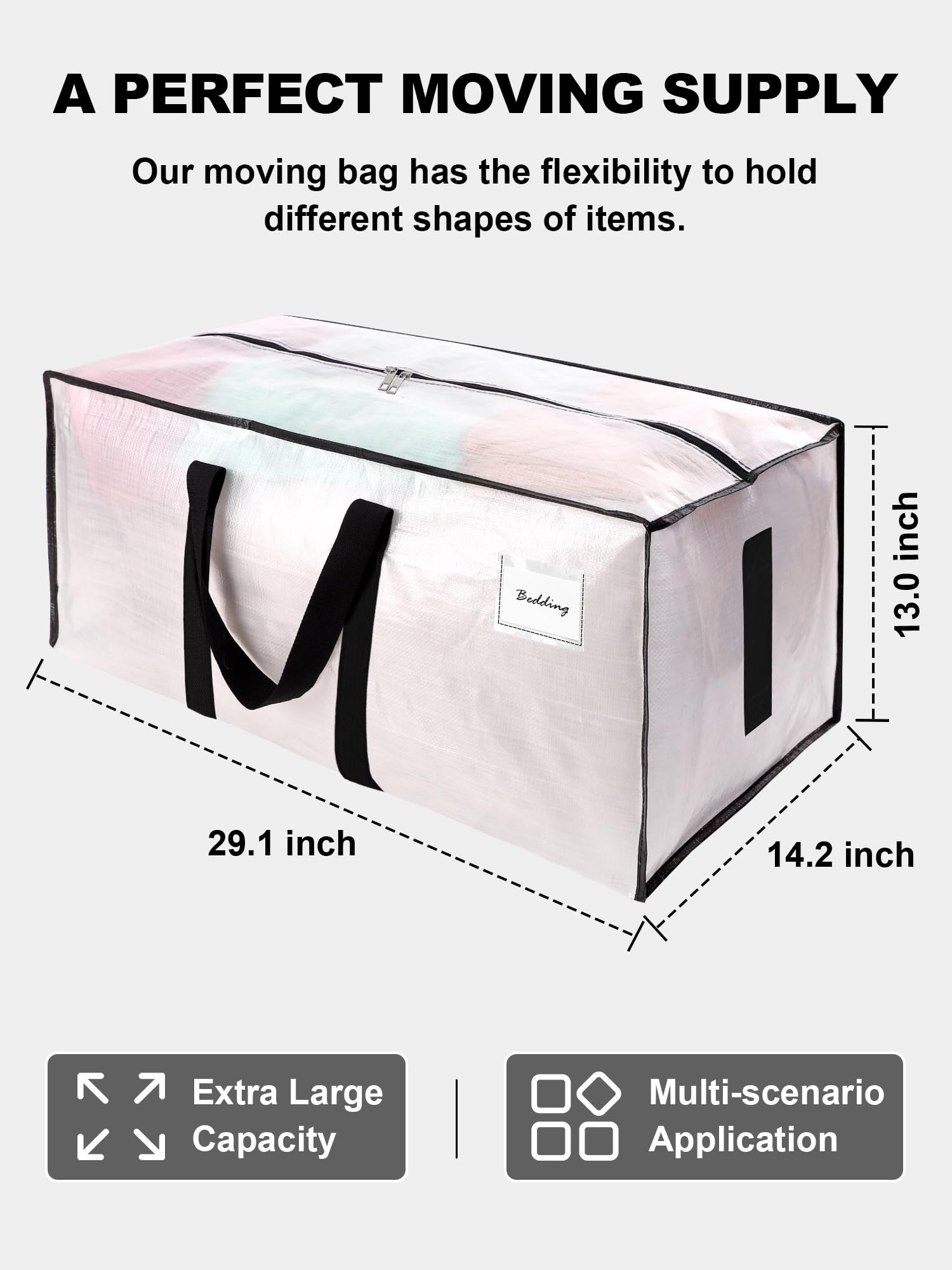 HOMESURE Supports 200lbs Heavy Duty Moving Bags - Strong Zipper & Wrap-Around Handles