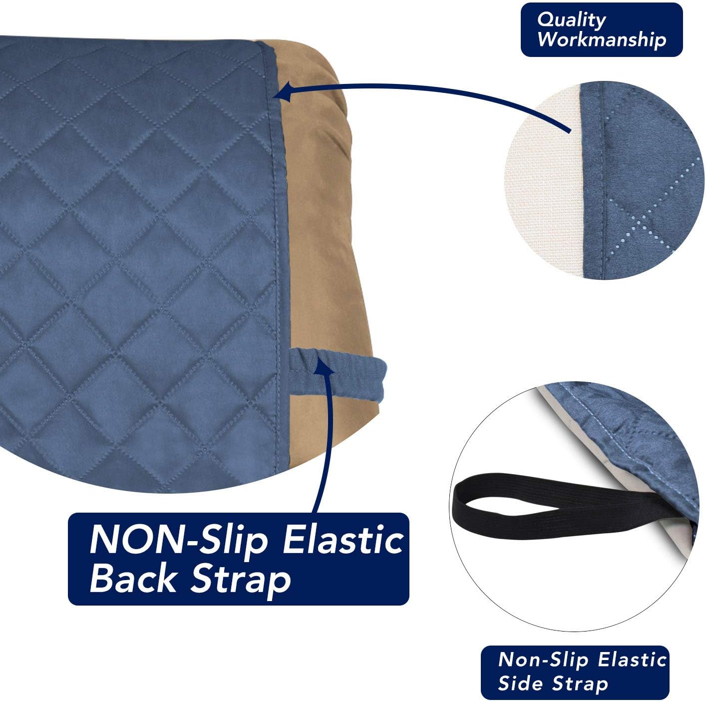 PureFit Reversible Quilted Sofa Cover, Water Resistant Slipcover Furniture Protector, Washable