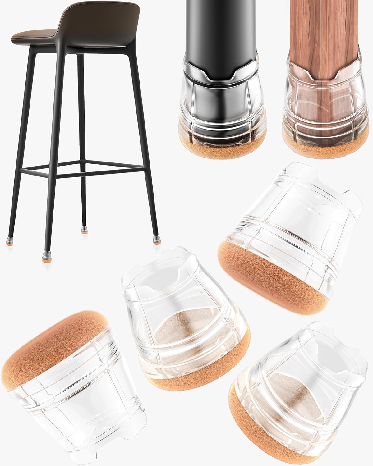 24-Pack Silicone Chair Leg Floor Protectors for Hardwood Floors -Felt Furniture Pads, Rubber Chair