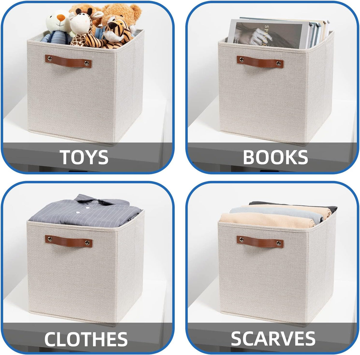 Temary Cube Storage Bins 12 Inch Storage Cubes 4PCs Fabric Organizer Bins Boxes with Handles