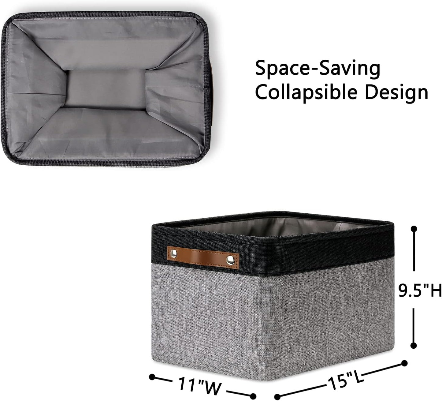 DULLEMELO Canvas Storage Bin with Handles, Fabric Bins for Shelves, Bedroom, Office,Nursery,Fabric