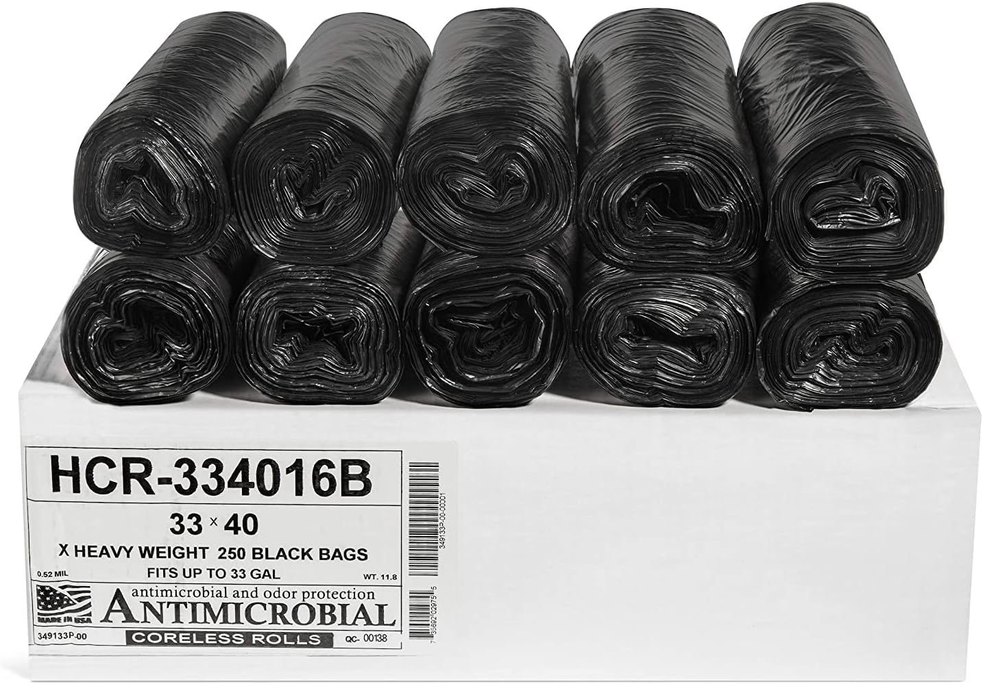Aluf Plastics 33 Gallon Black Trash Bags (250 Count) - 33" x 40" - 16 Micron Equivalent High