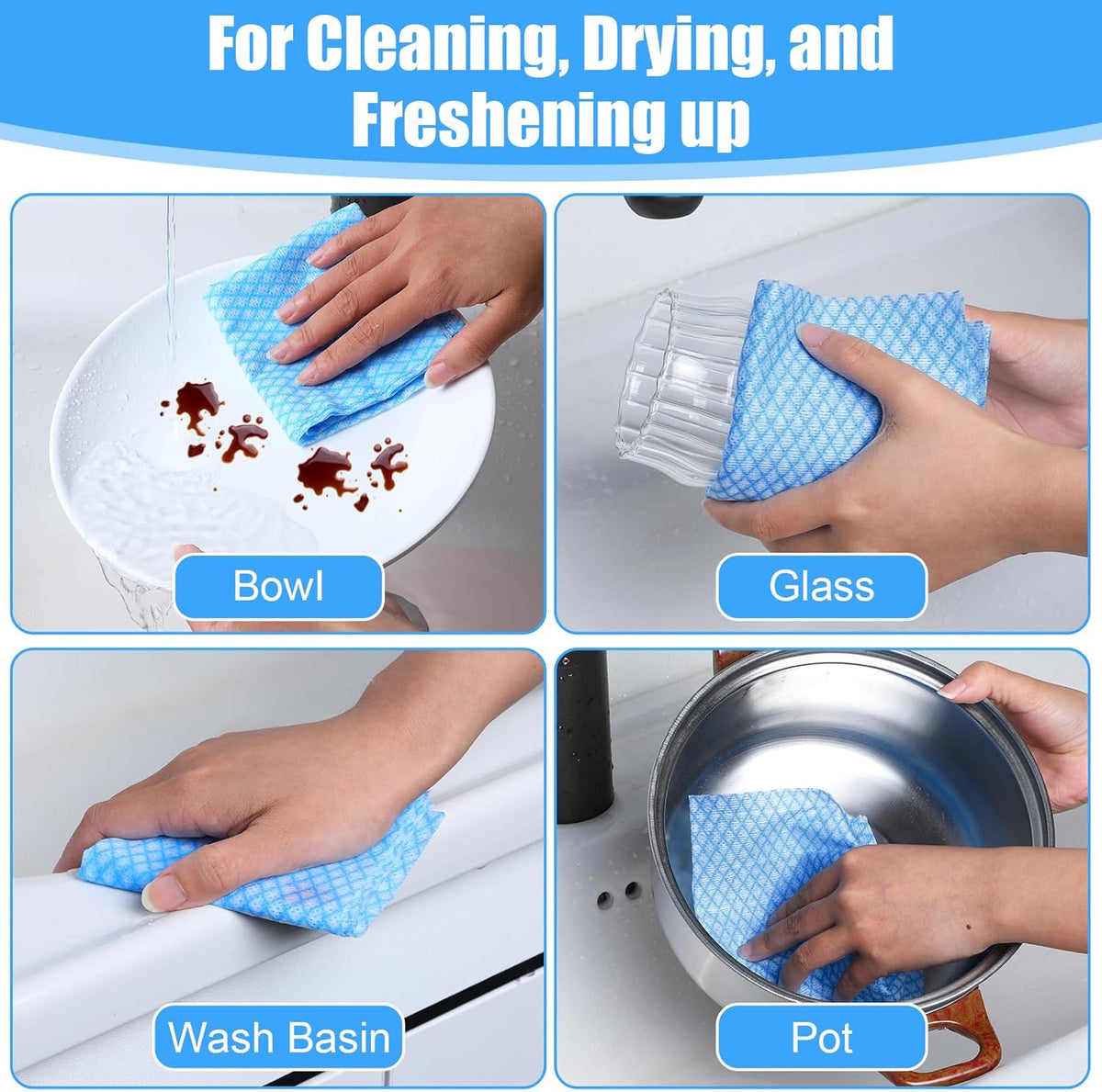 JIEYAO 300 Pcs Disposable Dish Cloths, Non-Woven Cleaning Towels Reusable Kitchen Handy Wipes