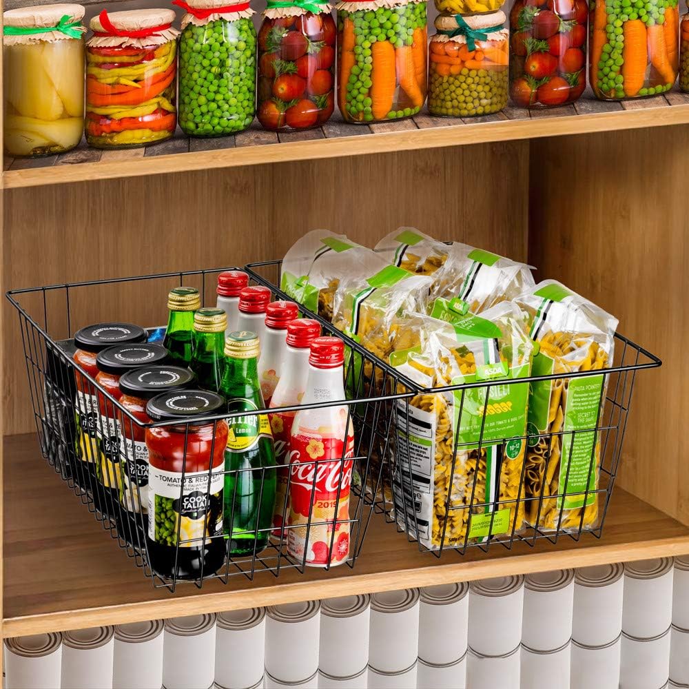 SANNO Freezer Baskets Wire Storage Baskets Closet Baskets Bin Farmhouse Organizer Storage Bins