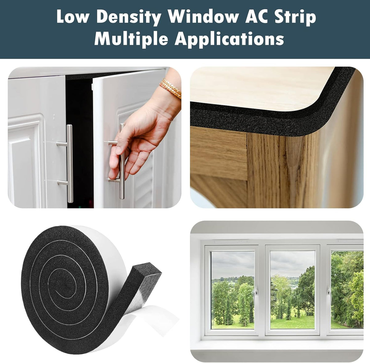 YIJUHOU Weather Stripping Door Seal Window Air Conditoner Insulation Foam Seal Tape Black Open Cell