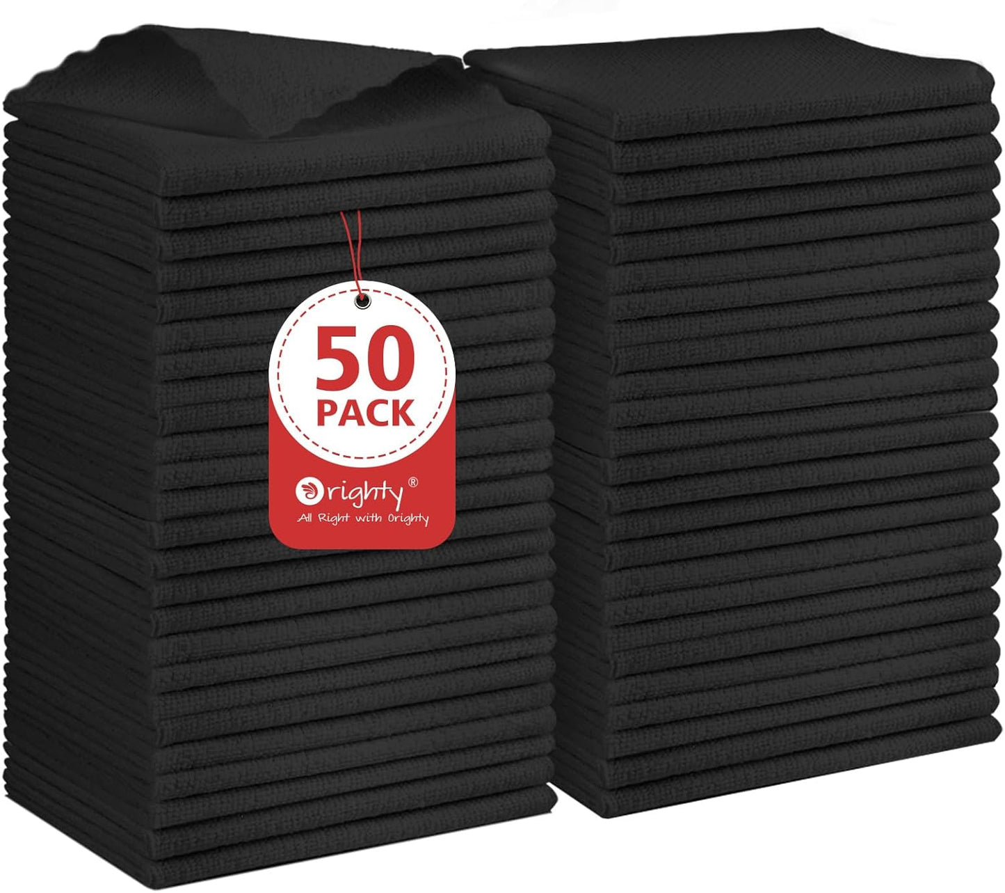 Orighty Black Microfiber Cleaning Cloth, 50 Pack Highly Absorbent Cleaning Supplies, Lint Free
