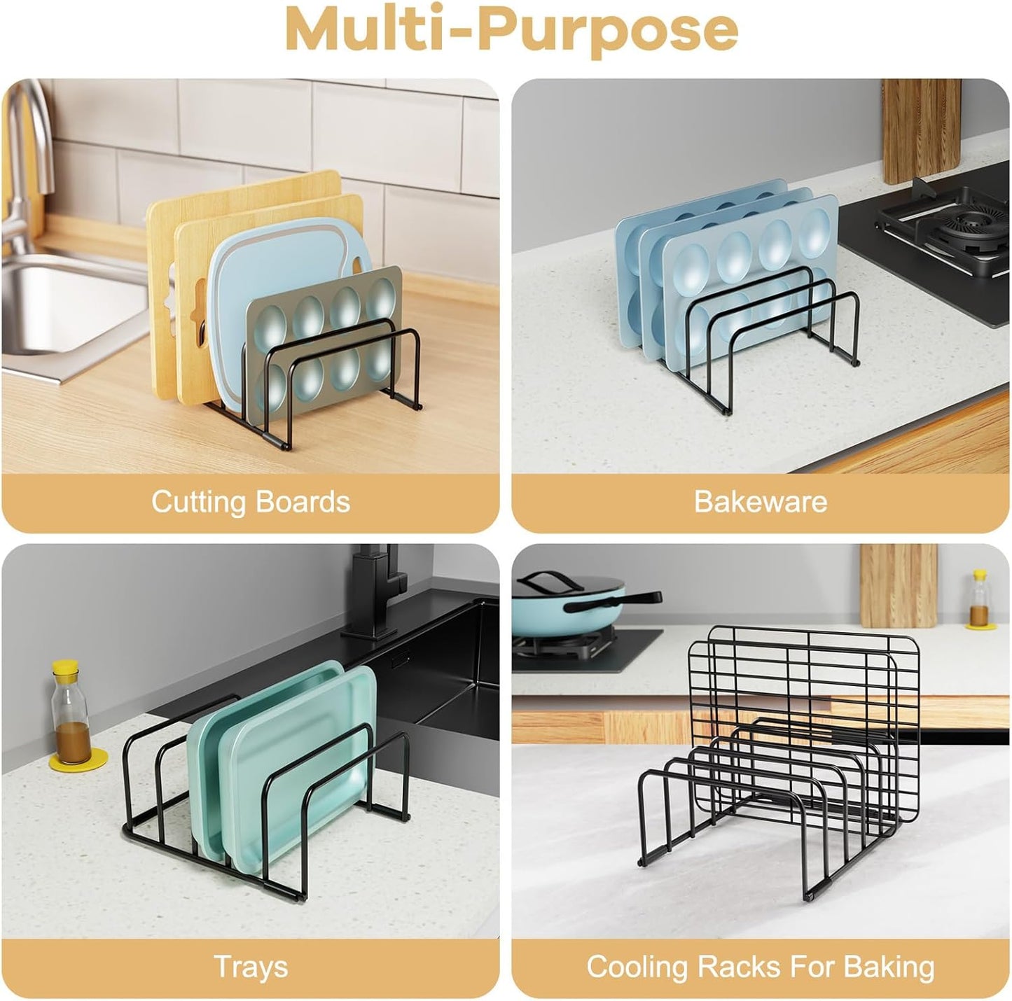 Cutting Board Organizer, [1-Pack] Cutting Board Holder Rack Baking Cookie Pan Sheets Cooling Small