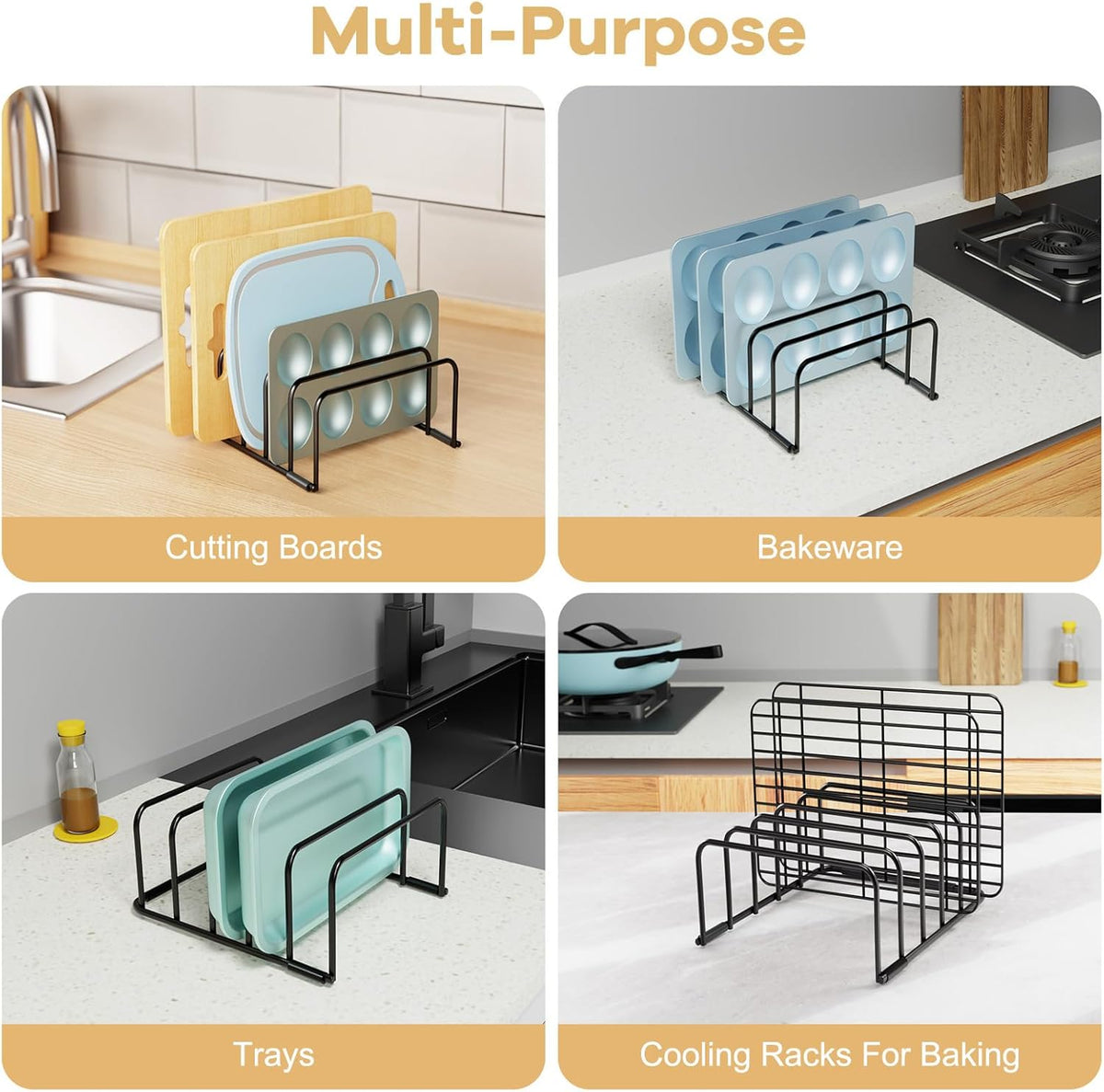 Cutting Board Organizer, [1-Pack] Cutting Board Holder Rack Baking Cookie Pan Sheets Cooling Small